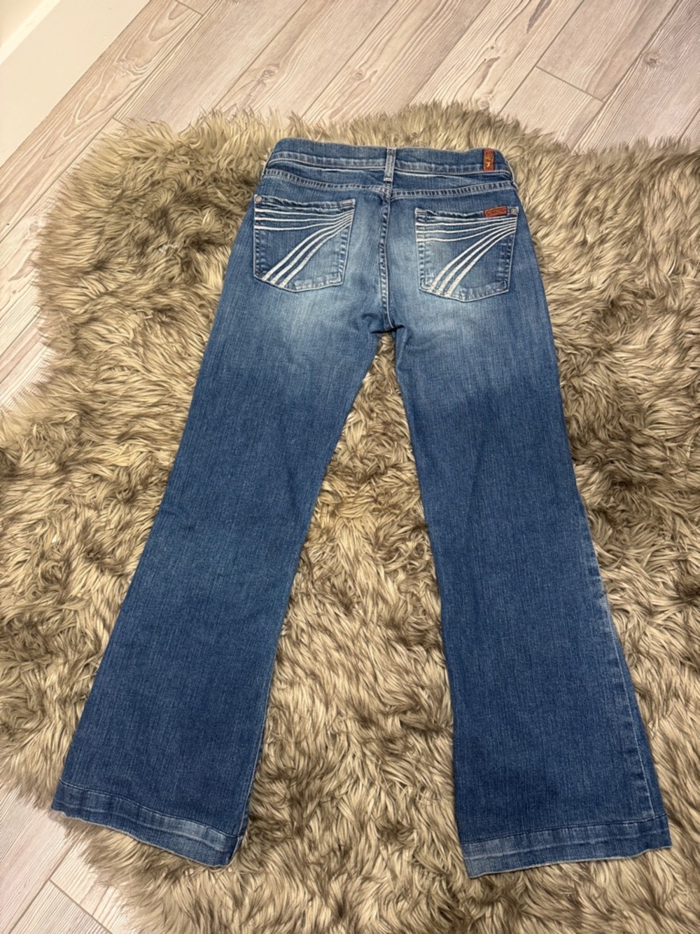 7 For All Mankind Women's Medium Blue Wide-Leg Jeans